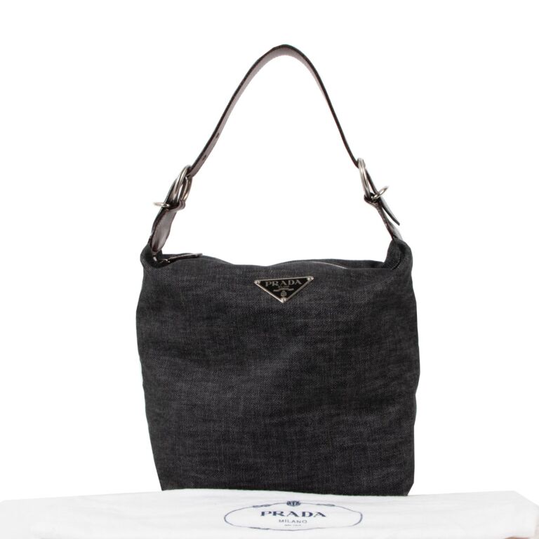 Prada Dark Grey Denim Shoulder Bag Labellov Buy and Sell