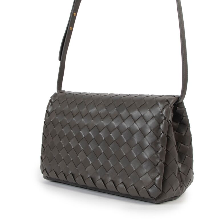 Bottega Veneta Grey Weave Intrecciato Leather Crossbody Bag