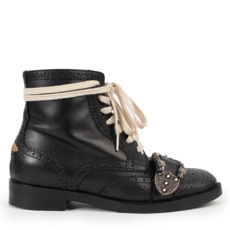 Gucci Black Queercore Brogue Leather Boots - Size 37 Labellov Buy and ...