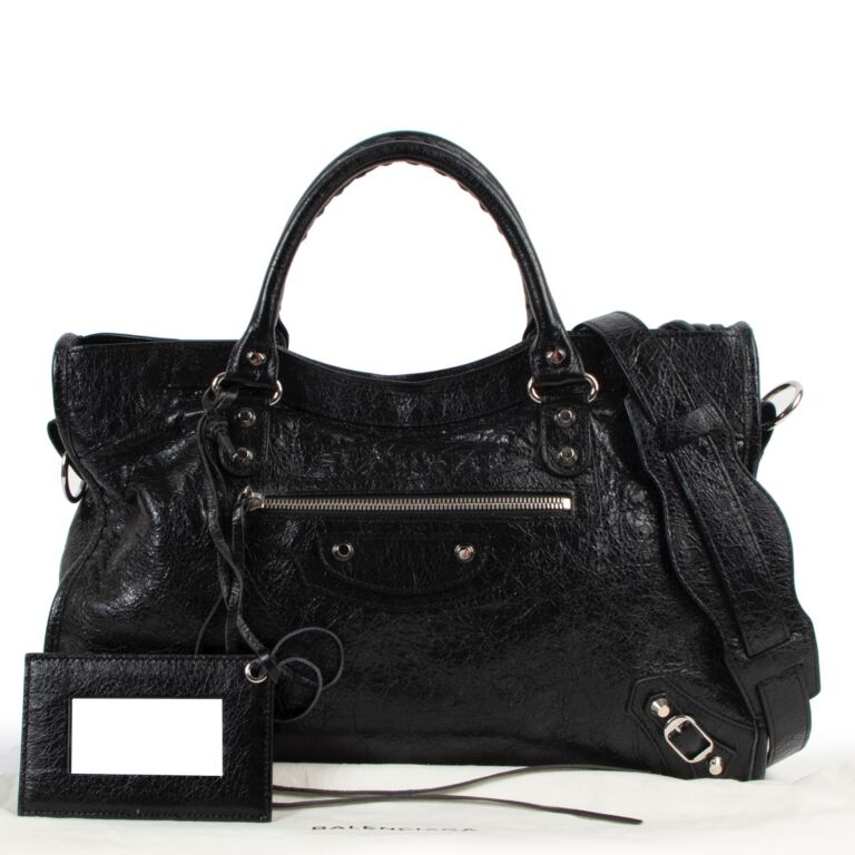 Balenciaga Black Lambskin Classic City Bag Labellov Buy and