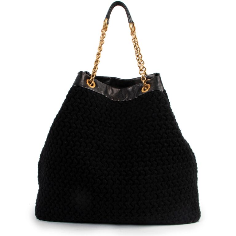 Dolce Gabbana Black Knitted Shoulder Bag Labellov Buy and Sell Authentic Luxury