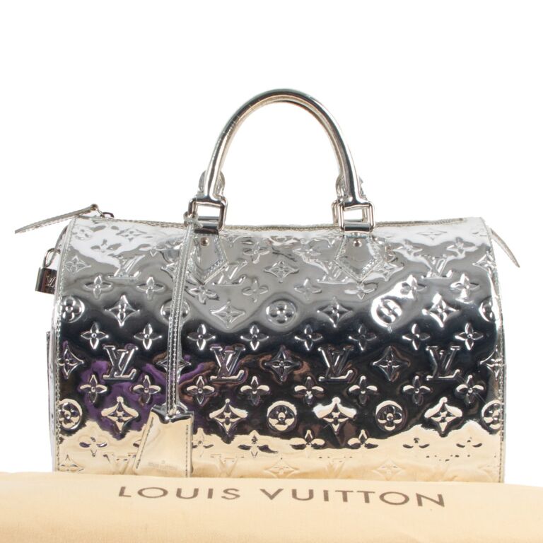 FWRD Renew Louis Vuitton 2008 Speedy 35 Monogram Mirror Bag in Silver