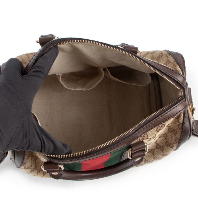 Gucci GG Canvas Vintage Web Boston Bag Labellov Buy and Sell
