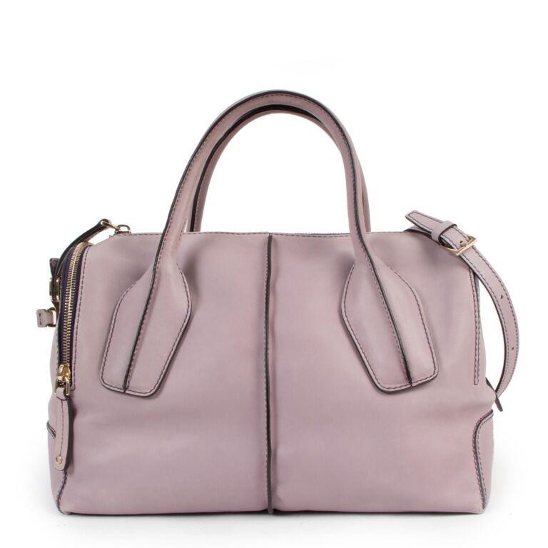 Tods Lilac Leather D Styling Medium Top Handle Bag Labellov