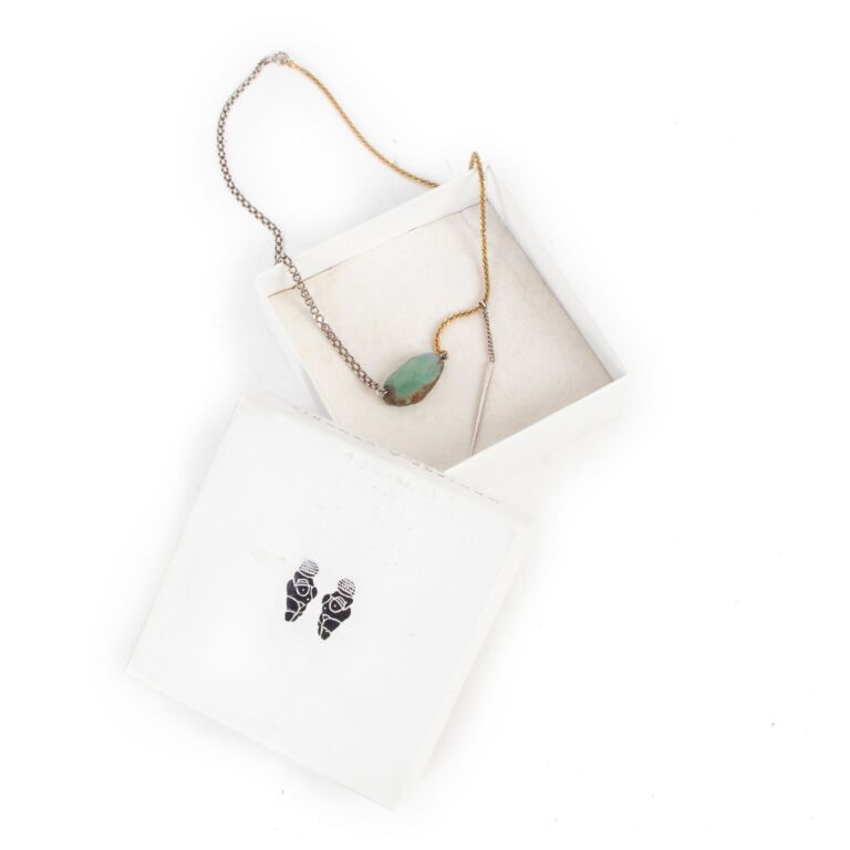 [HOLIDAYVISITOR] Rustic Necklace/追跡付 Wouters & Hendrix Silver/Gold Green Agate Necklace