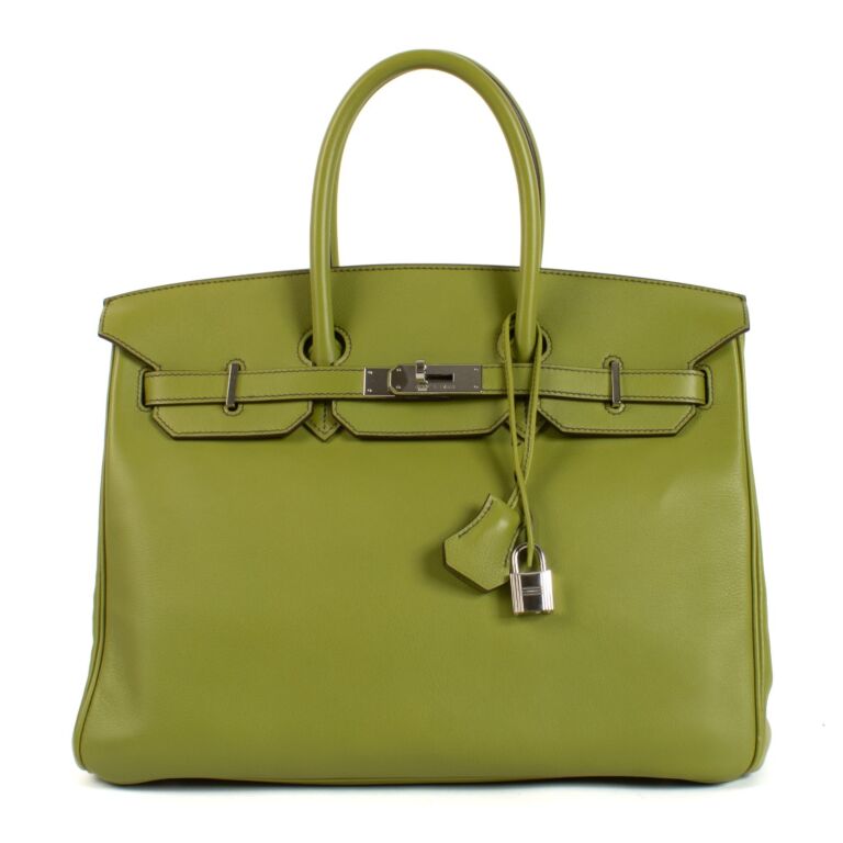 Hermes Birkin 35 Vert Anis Swift PHW Labellov Buy and Sell Authentic Luxury