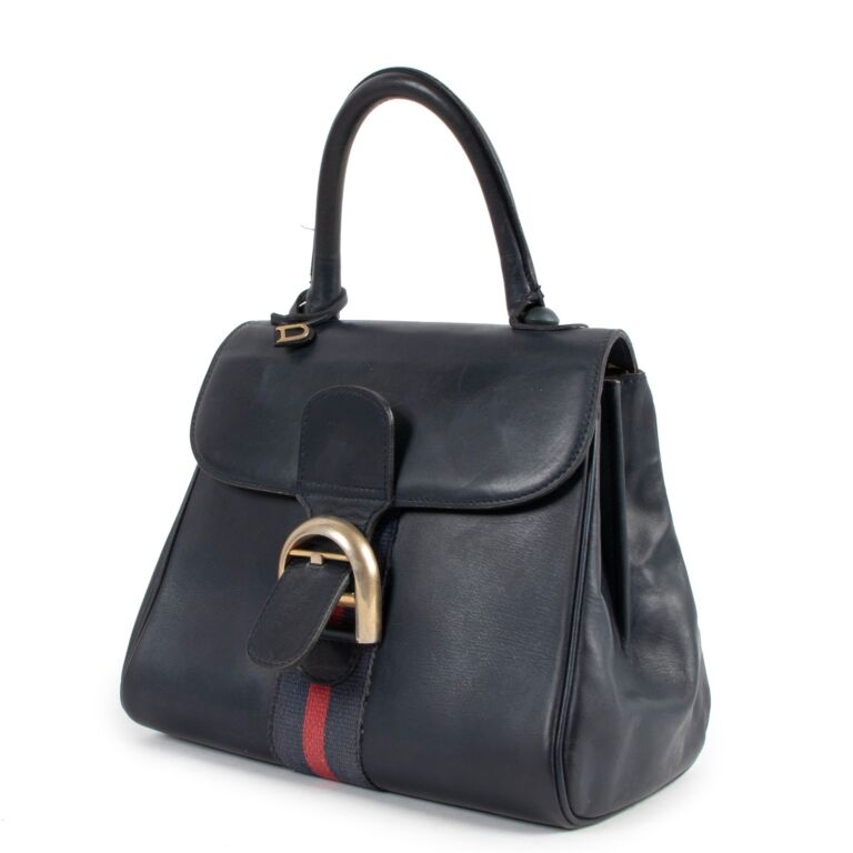 DELVAUX ×  BREVETE  MODELL  ヴィンテージ Delvaux 1960 Vintage Navy Blue Box Calf Brillant PM ○ Labellov