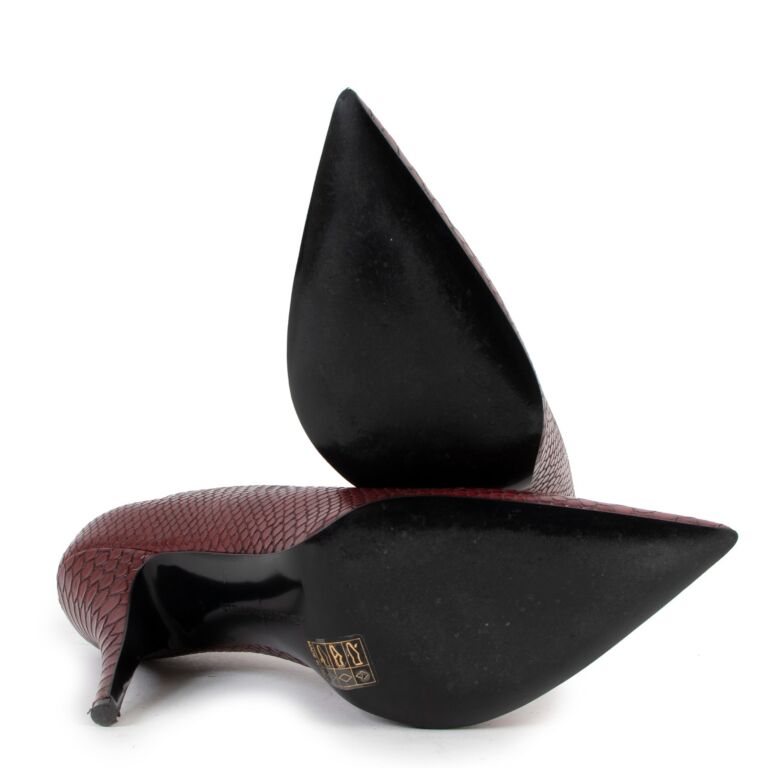 Burgundy snakeskin heels best sale