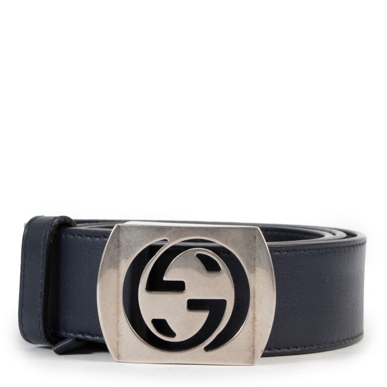 Gucci GG Cut-out Buckle Blue Leather Belt - Size 85 ○ Labellov ○ Buy and  Sell Authentic Luxury