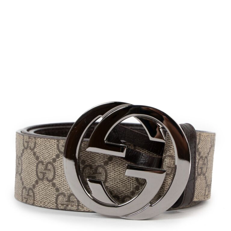 Gucci Supreme Canvas Belt with Interlocking G Buckle in Brown