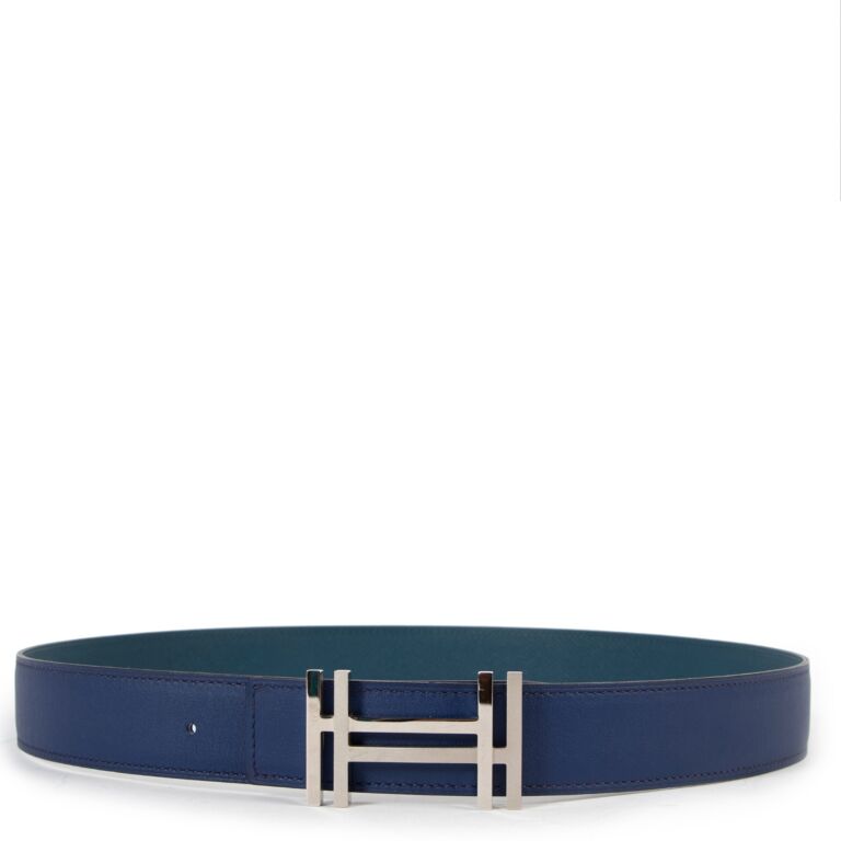 Herm s Double H Reversible Blue Swift Epsom Belt Labellov