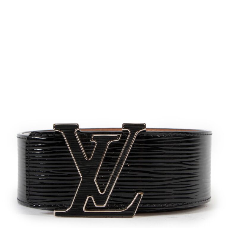Louis Vuitton Black Electric Epi Patent Leather LV Initiales Belt Size  85/34
