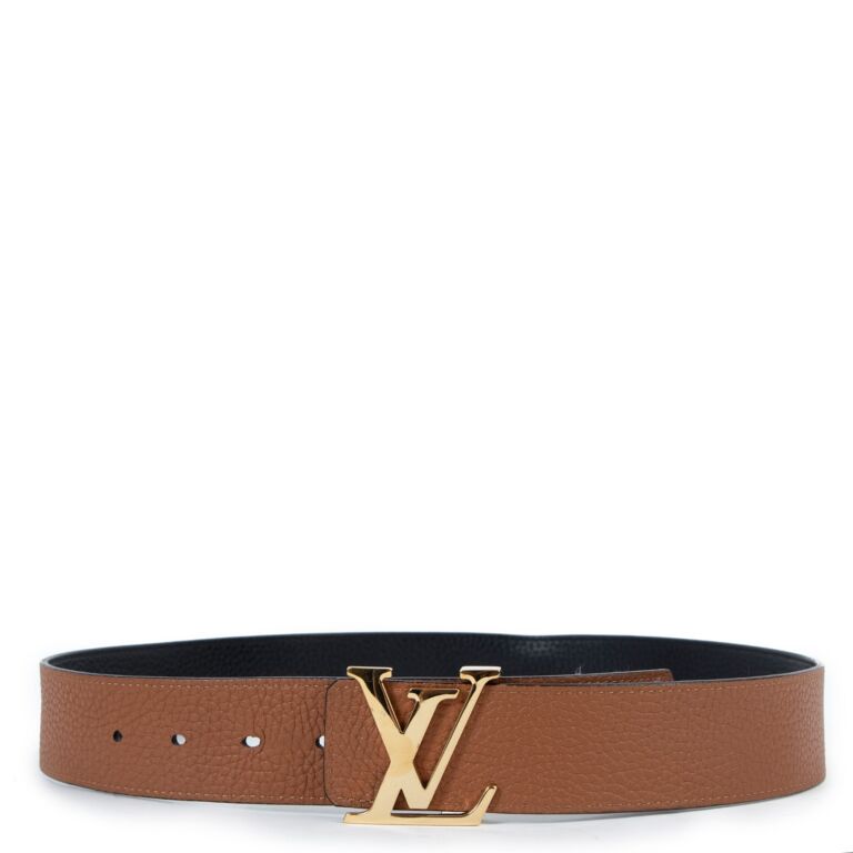 Initiales leather belt Louis Vuitton Khaki size L international in Leather  - 19437482