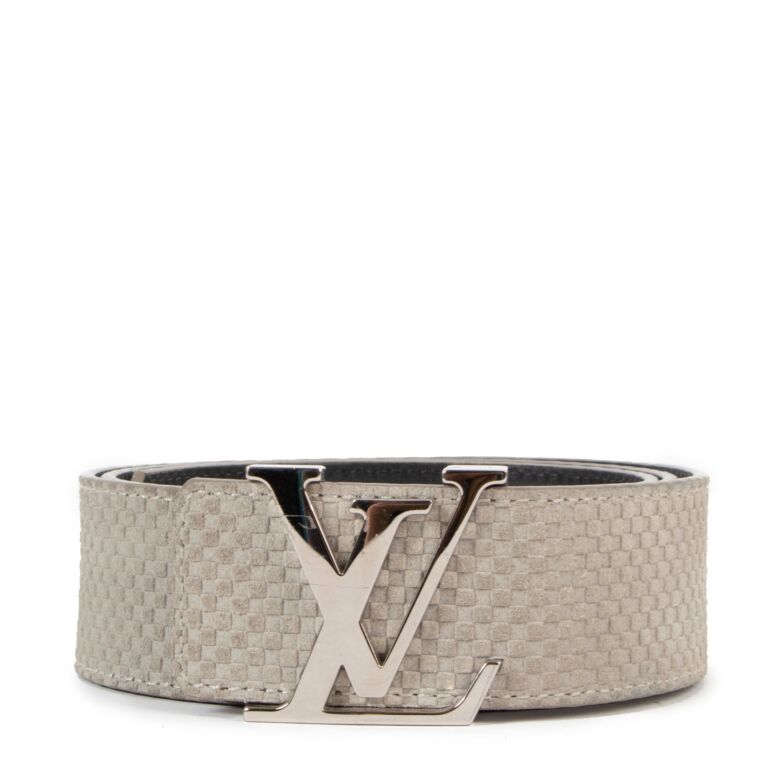 louis vuitton white belt silver buckle