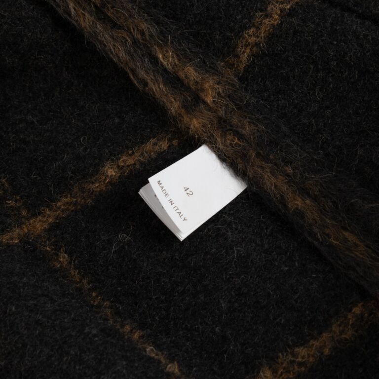 Brunello Cucinelli Black & Brown Check Alpaca Wool Poncho