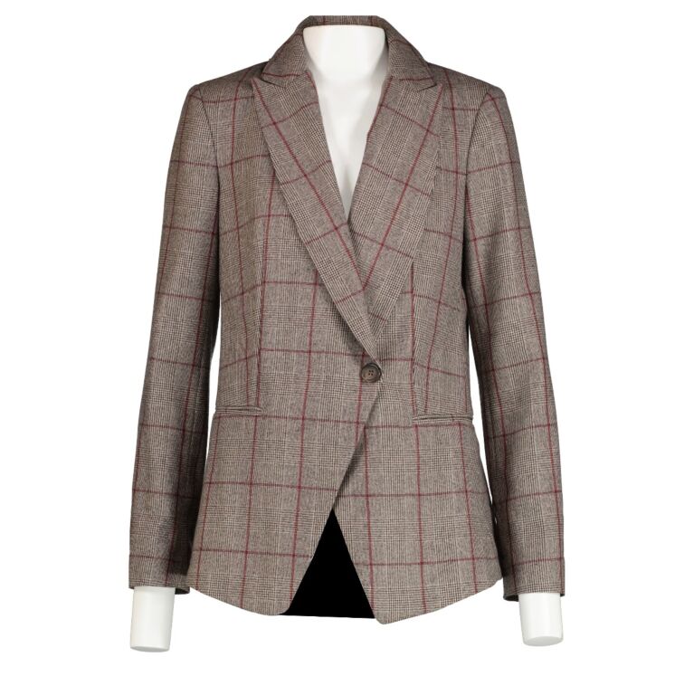 Brunello Cucinelli Grey Check Sequin Blazer Jacket - Size IT