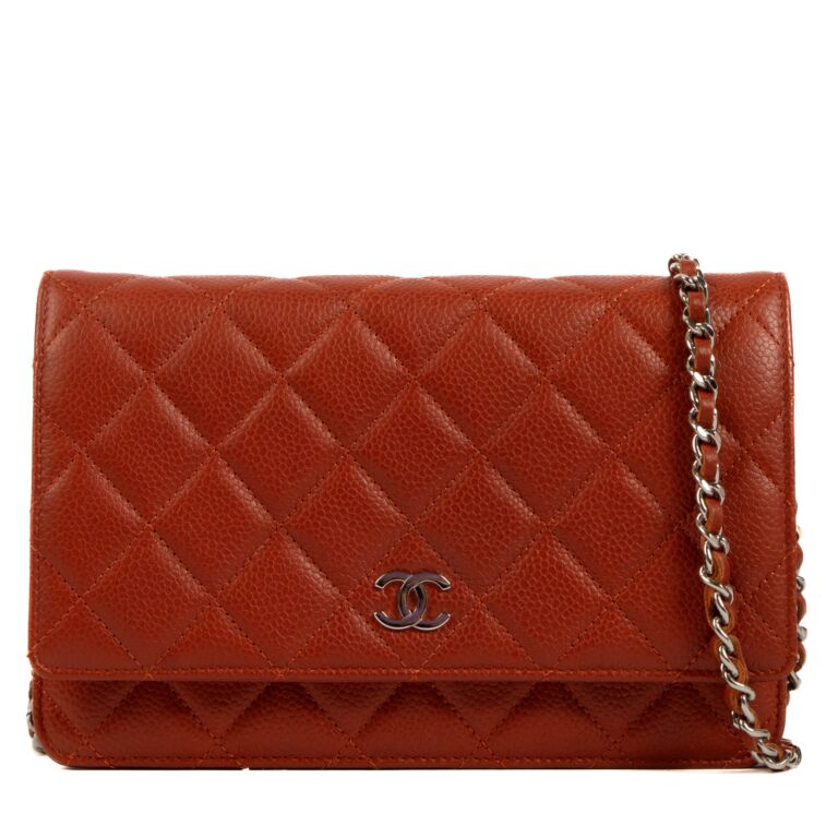 chanel red wallet leather