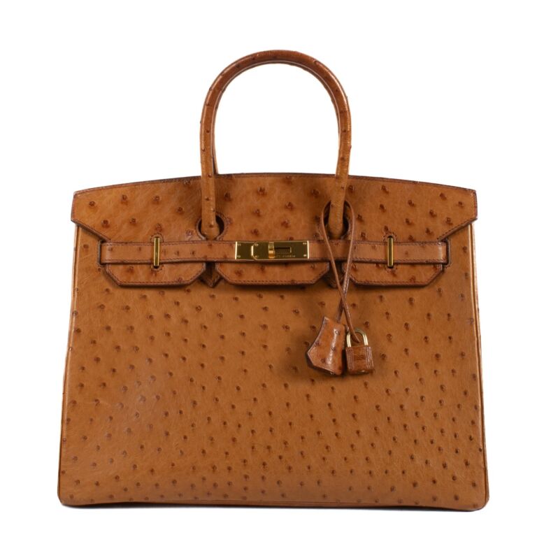 Hermes Birkin 35 Gold Ostrich Labellov Buy and Sell Authentic Luxury