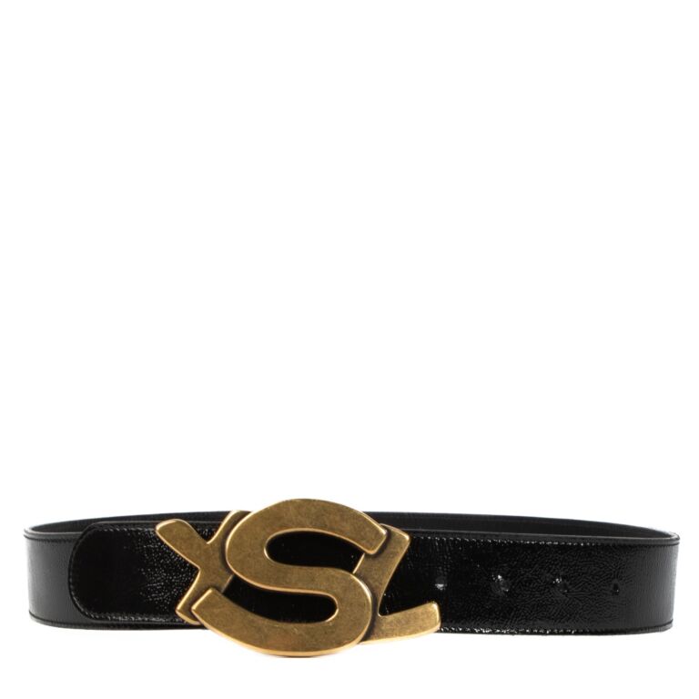 SAINT LAURENT Solid Black CRACKED LEATHER YSL-LOGO CASSANDRE