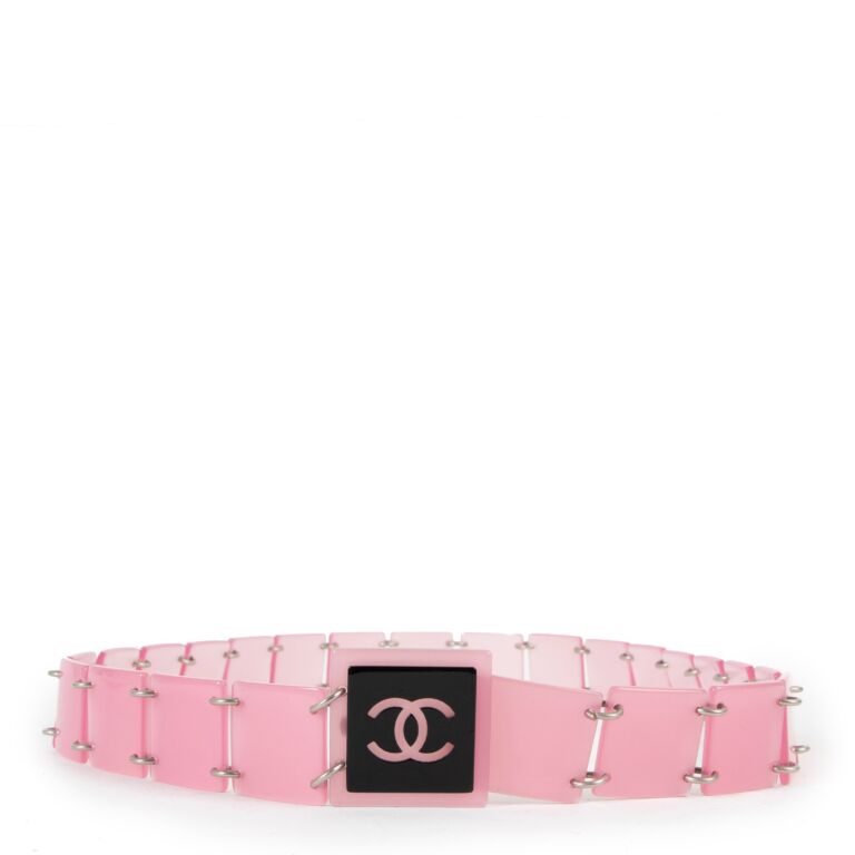 Chanel Vintage CC Pink Modular Block Link Belt ○ Labellov
