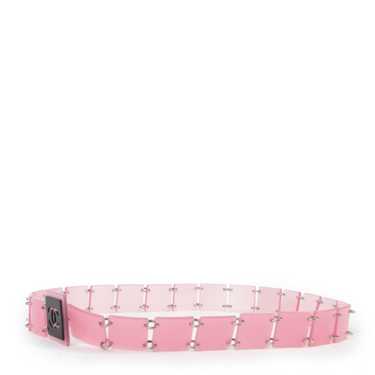 CHANEL - かっつん専用 Chanel Vintage CC Pink Modular Block Link Belt ○ Labellov