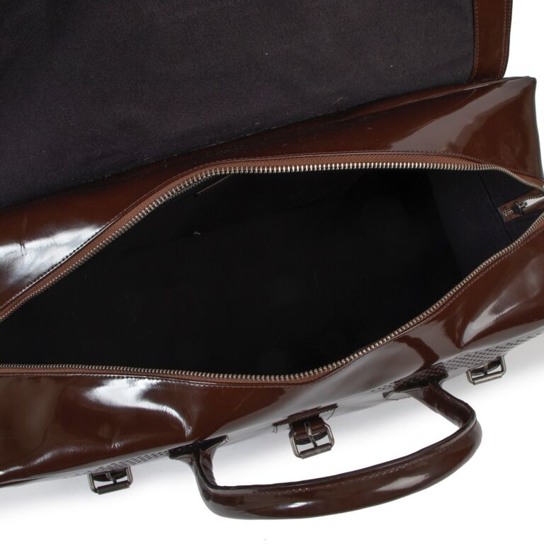 Dries Van Noten Brown Patent Leather Travel Bag Labellov Buy