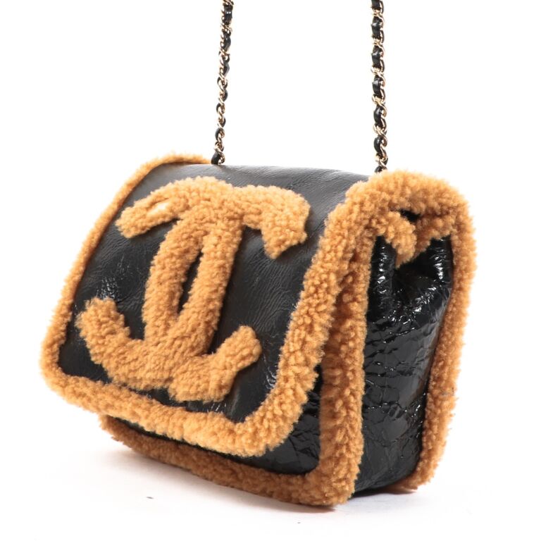 Chanel Crumpled Sheepskin Shearling CC Mania Flap Bag ○ Labellov