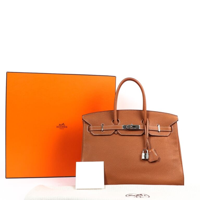 Herm s Birkin 35 Gold Taurillon Clemence Palladium Hardware
