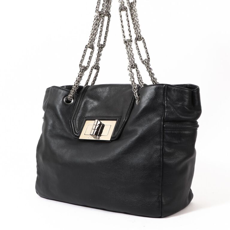 Chanel 2.55 Reissue Mademoiselle Giant Lock Black Leather Tote Bag