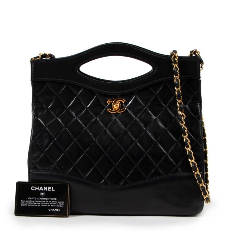 Chanel 90s Black Large Shoulder Bag - Vintage Lux