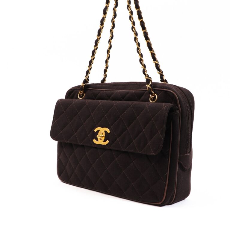 Chanel Black Leather Front Turnlock Front Pocket Tote