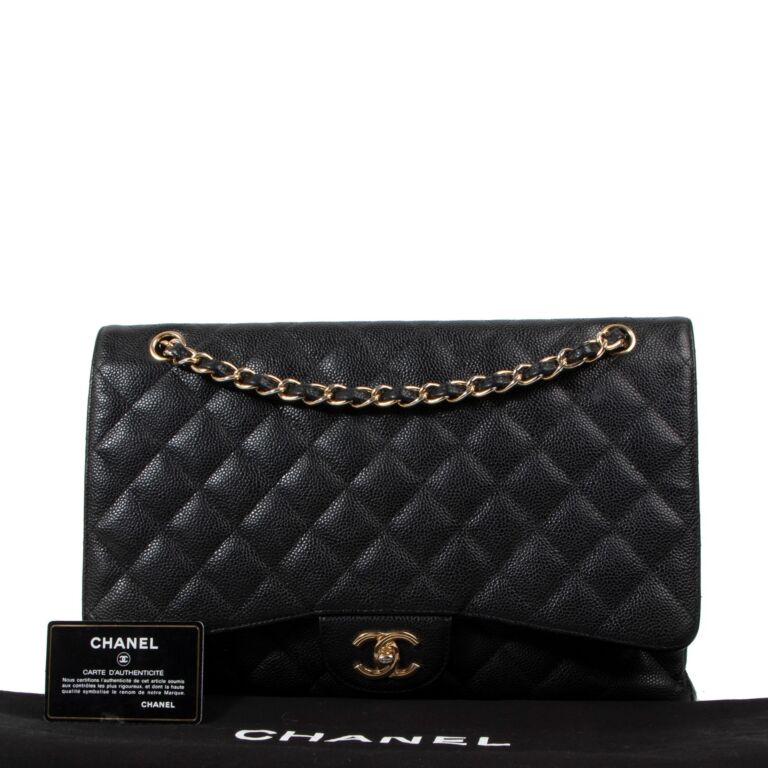 Chanel White Caviar Maxi Double Flap Bag - Vintage Lux