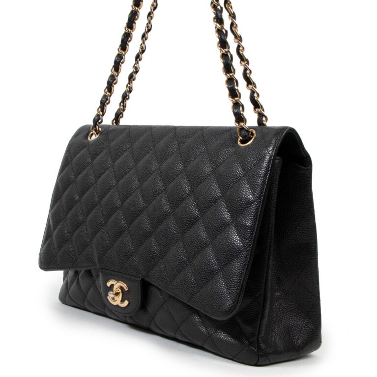 Chanel Black Caviar Maxi Classic Single Flap Bag ○ Labellov