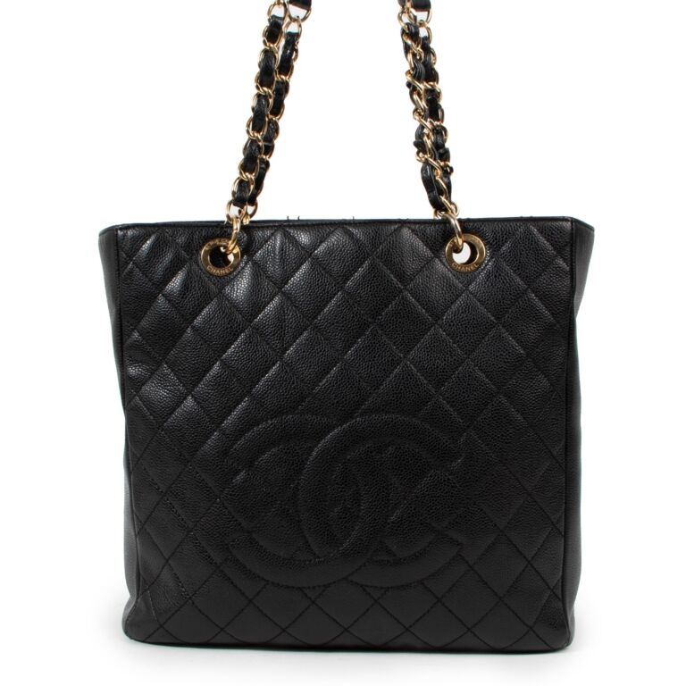 Totes Chanel Chanel PST Petite Shopping Tote in Black Quilted CC Caviar