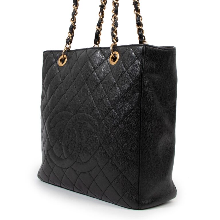 Chanel Black Caviar CC PST Petite Shopping Tote Bag ○ Labellov