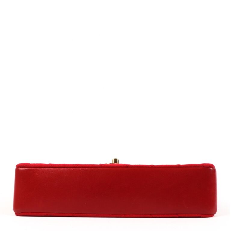 Chanel Red Fabric and Leather Medium Classic Flap Bag Chanel Red Fabric and Leather Medium Classic Flap Bag