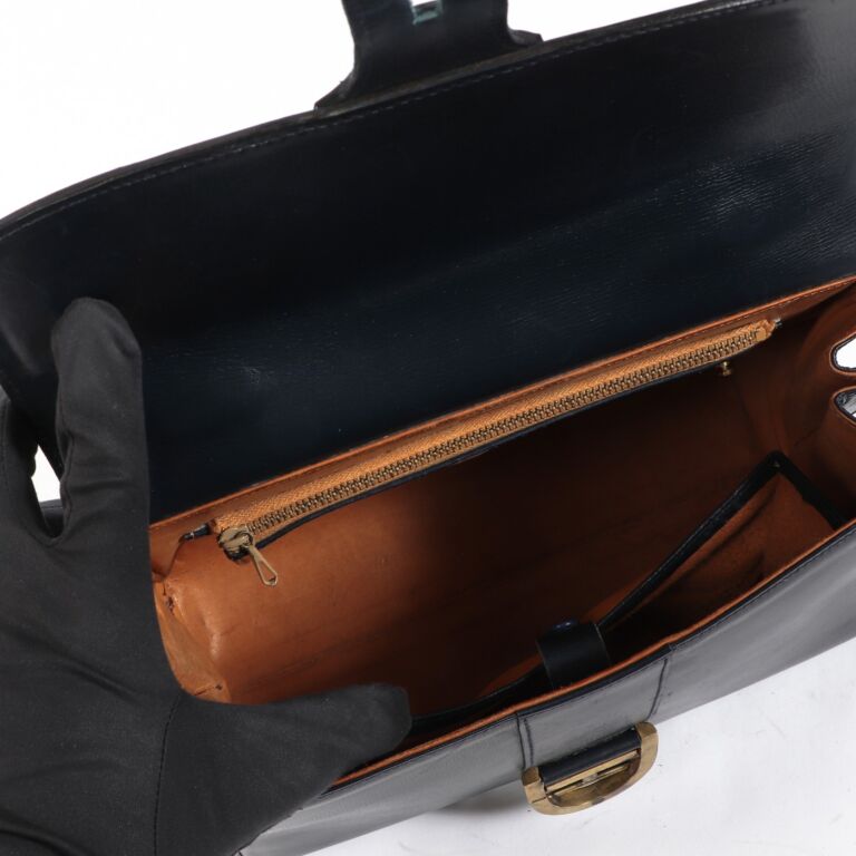 100% authentic Delvaux Brillant classic box calf black bag MM with box &  Receipt