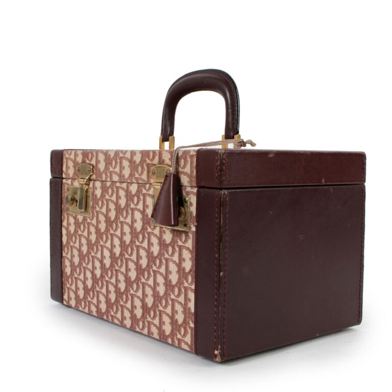 Christian Dior Burgundy Oblique Vintage Vanity Case Labellov