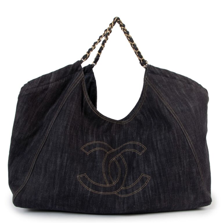 Authentic Chanel Coco Cabas Large Hobo Bag I Blue Jeans Denim I