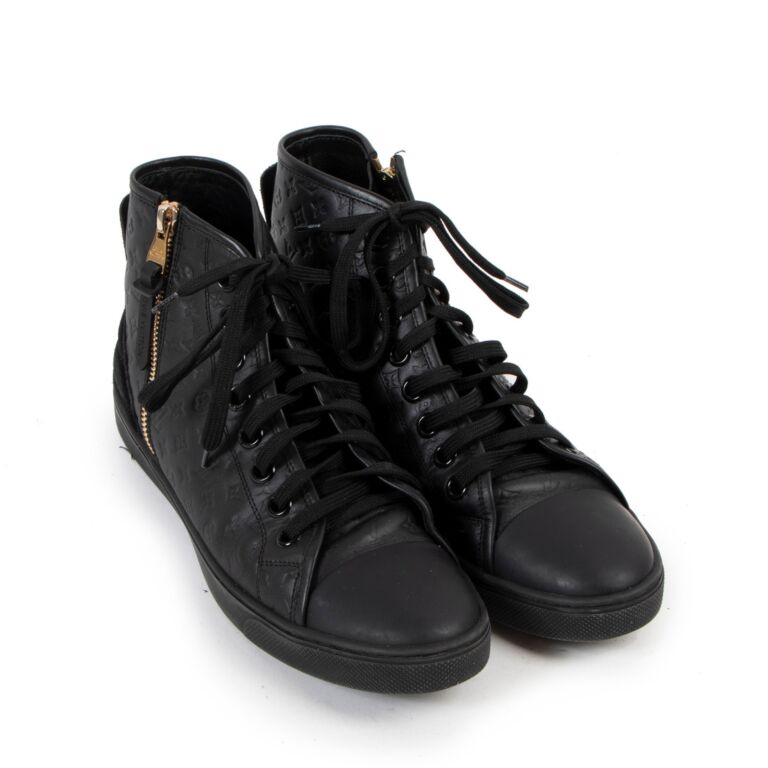 Louis Vuitton Men's Black Leather Monogram Empreinte Rivoli Sneaker Boot –  Luxuria & Co.