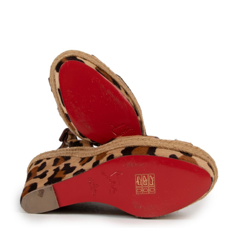 Christian Louboutin Tigresse Leopard Ponyhair Wedges Labellov Buy and Sell Authentic Luxury
