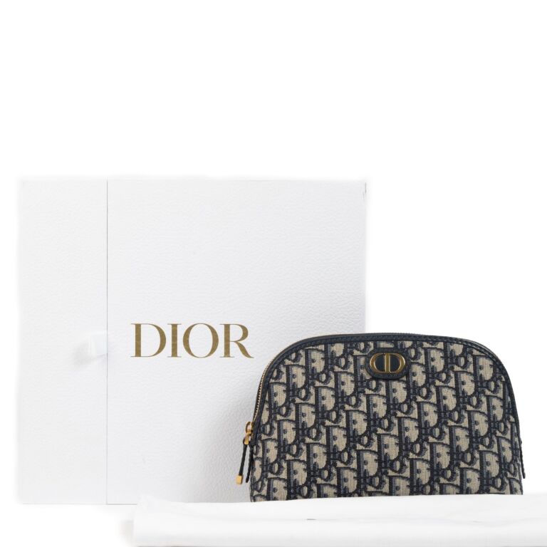 Christian Dior Blue Oblique Jacquard 30 Montaigne Make up Pouch