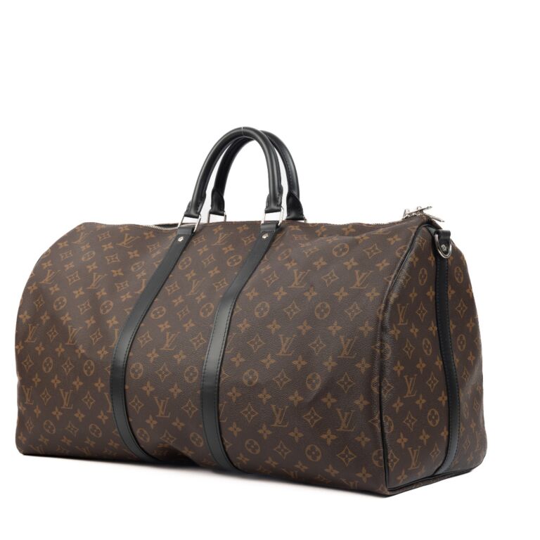 LOUIS VUITTON Keepall Bandouliere 55 Monogram Canvas Travel Bag Brown