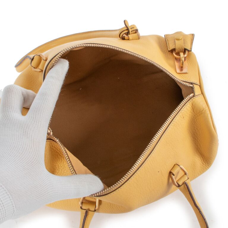 Prada Yellow Small Leather Boston Bag ○ Labellov ○ Buy and