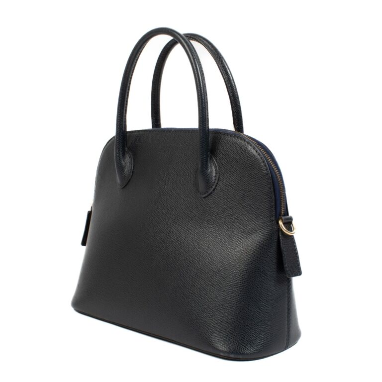 Celine Dark Blue Grained Leather Dome Top Handle Bag
