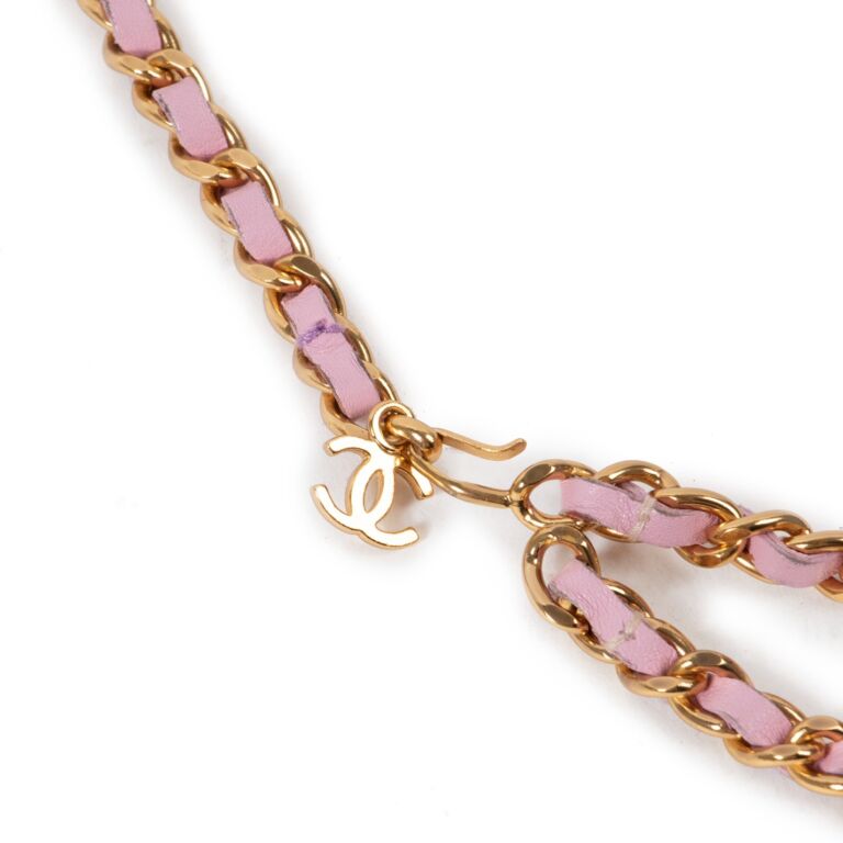 Chanel Vintage Pink Leather Gold Chain Belt Labellov Buy and