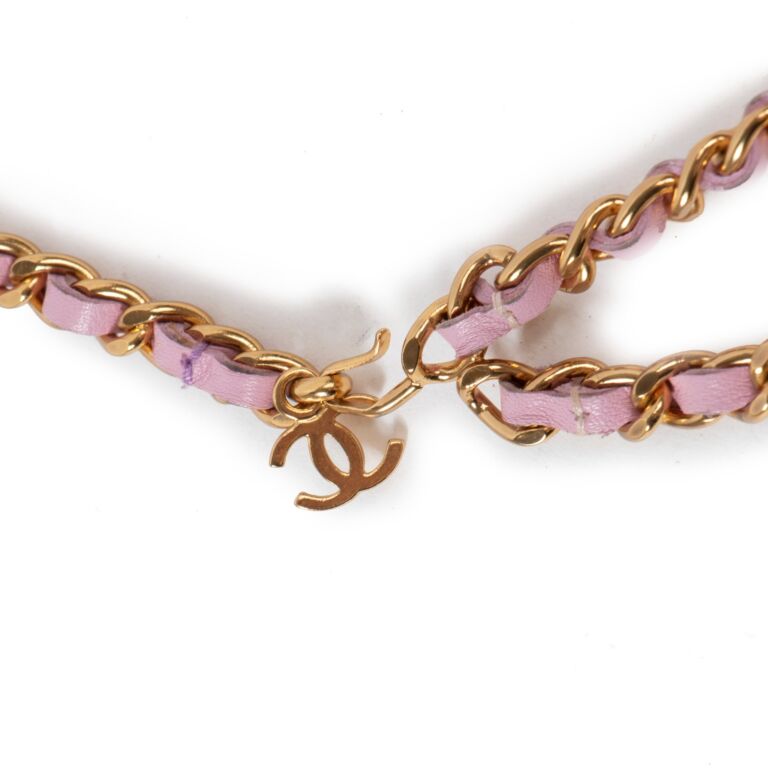 Chanel Vintage Pink Leather Gold Chain Belt Labellov Buy and Sell Authentic Luxury