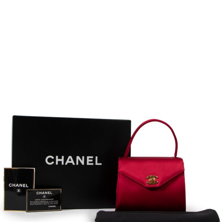 Chanel Red Satin Limited Edition Quilted Top Handle Bag - shop 