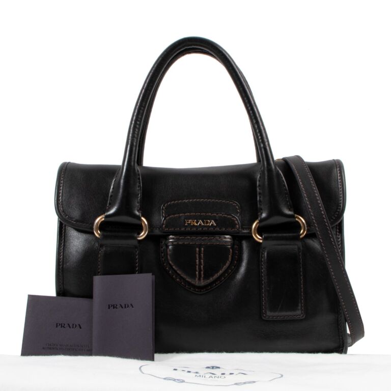Prada Black City Calf Small Handbag Labellov Buy and Sell