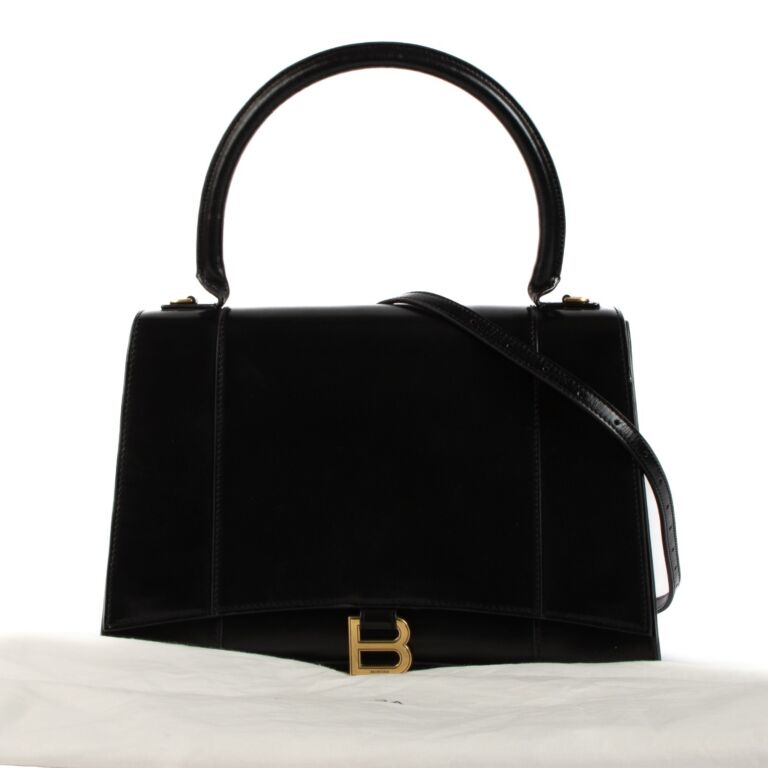 トートバッグ BALENCIAGA Black Leather Hourglass Shoulder Bag Hourglass Small leather shoulder bag in black - Balenciaga